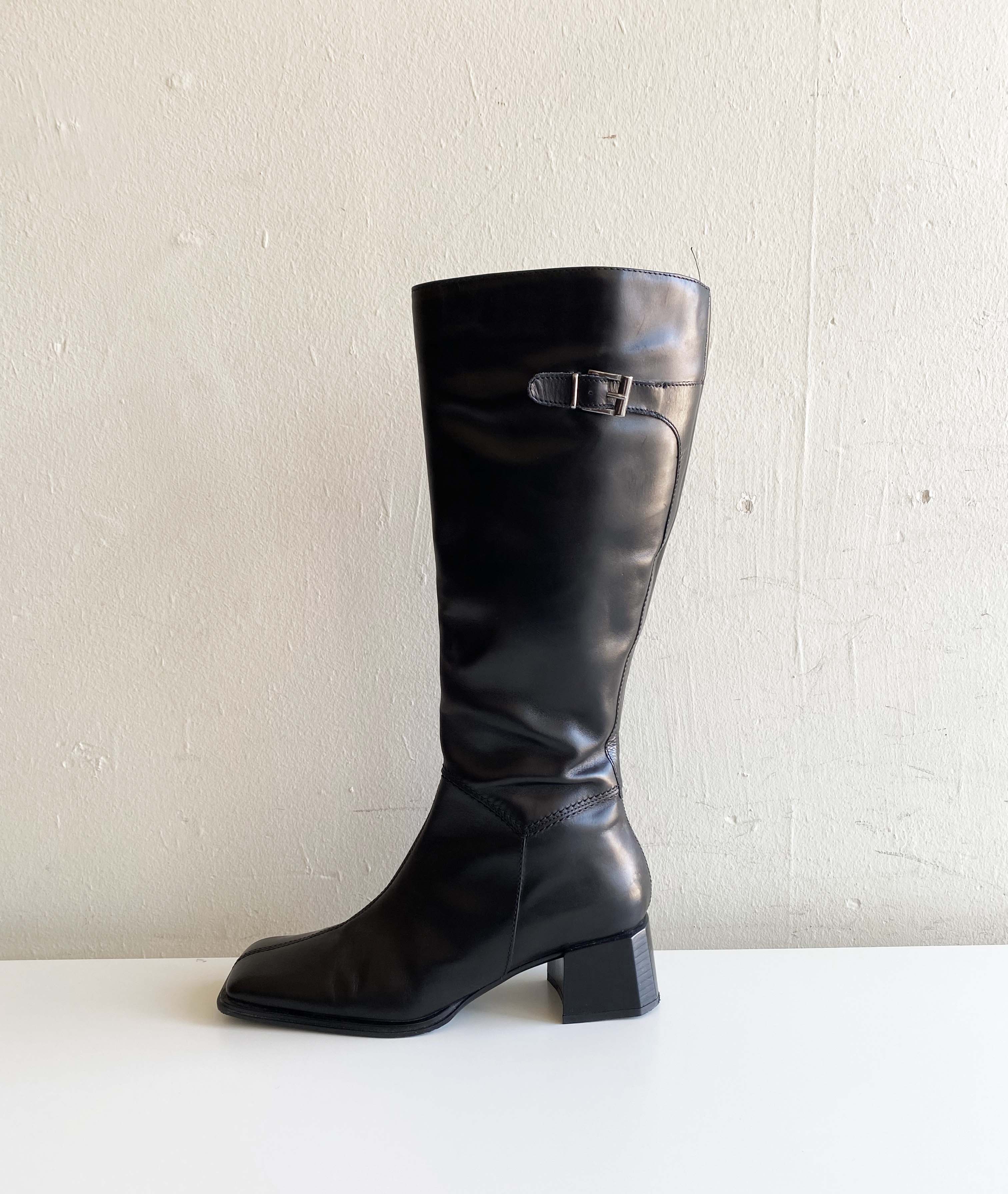 Leather Square Toe Boot