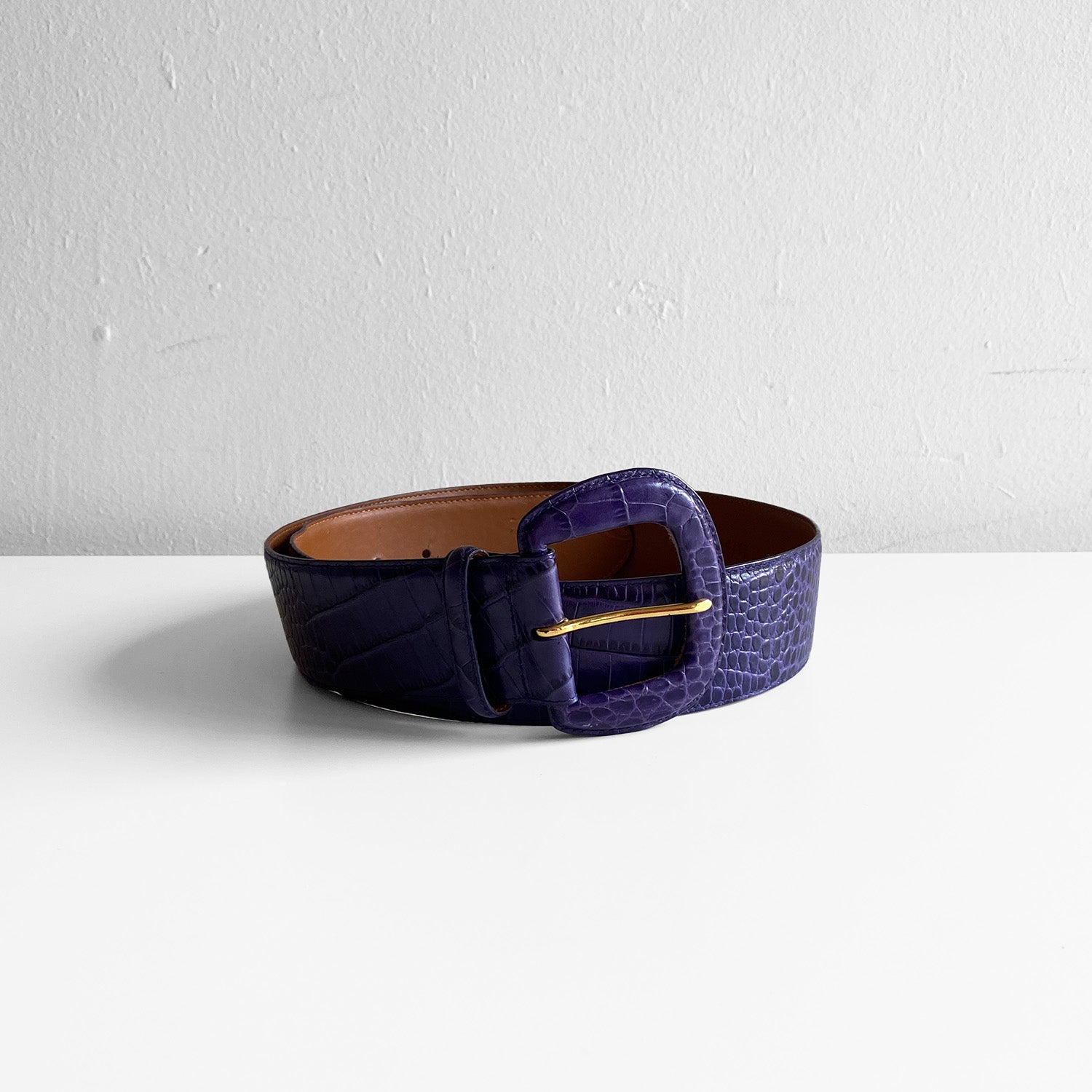 Violet Italian Leather Embossed Belt