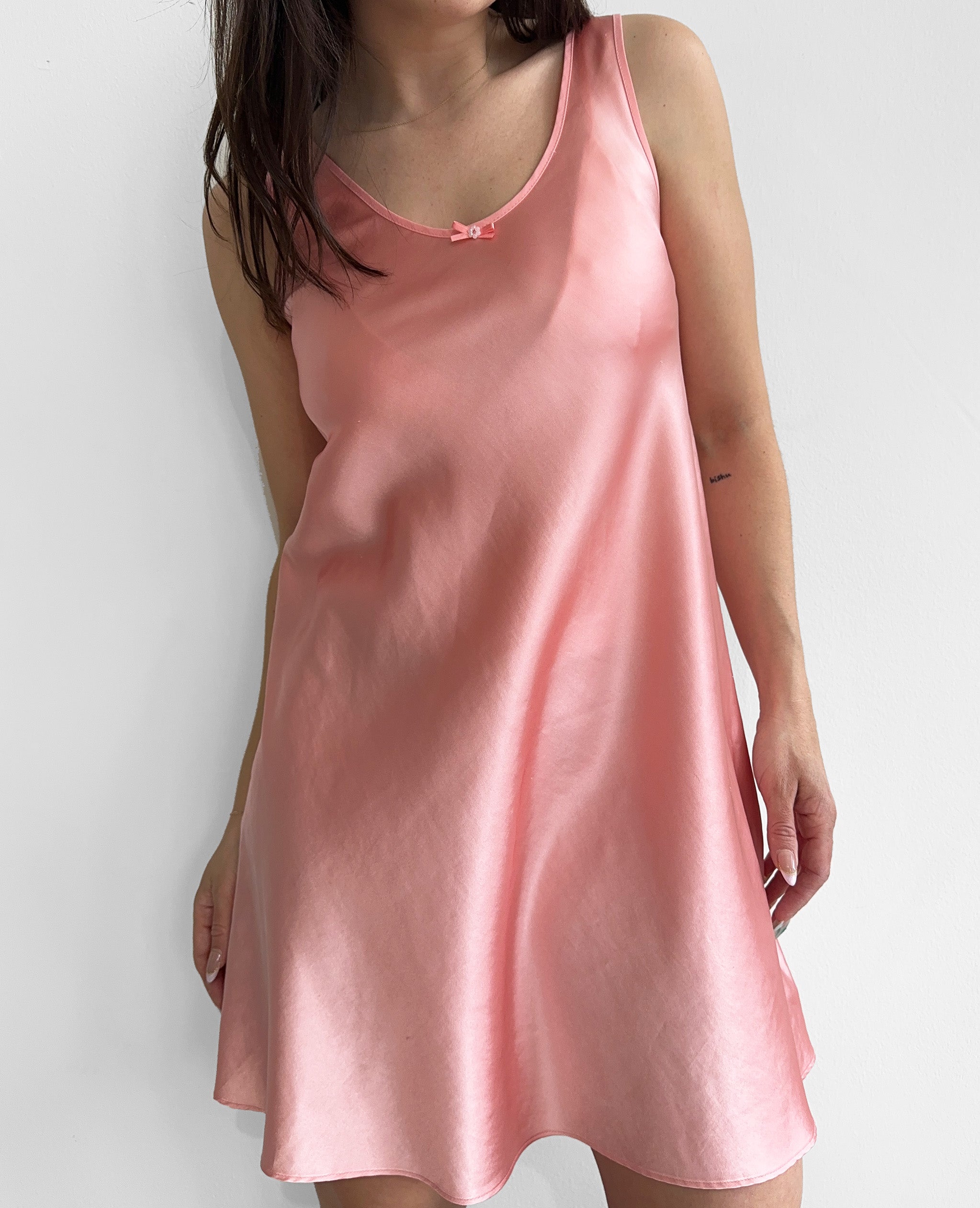 Pink Satin Mini Dress