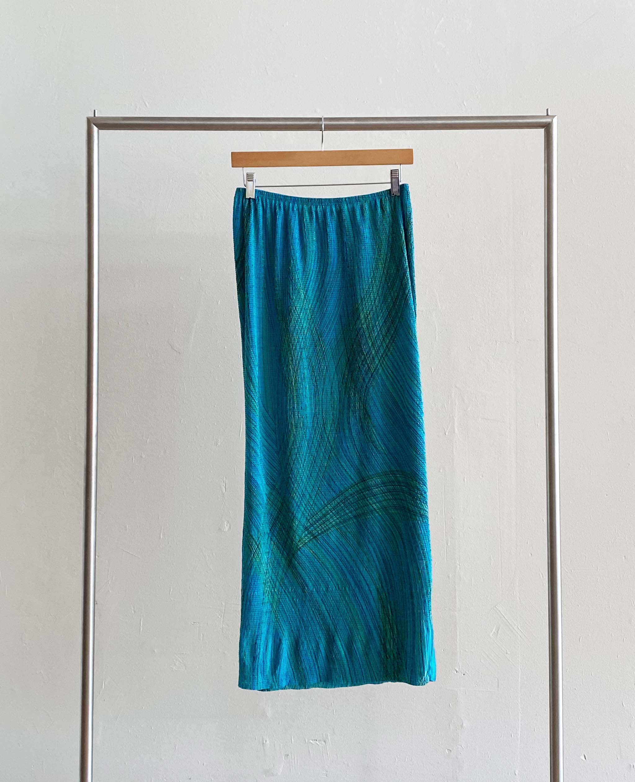 Y2K Blue Geo Stretch Skirt