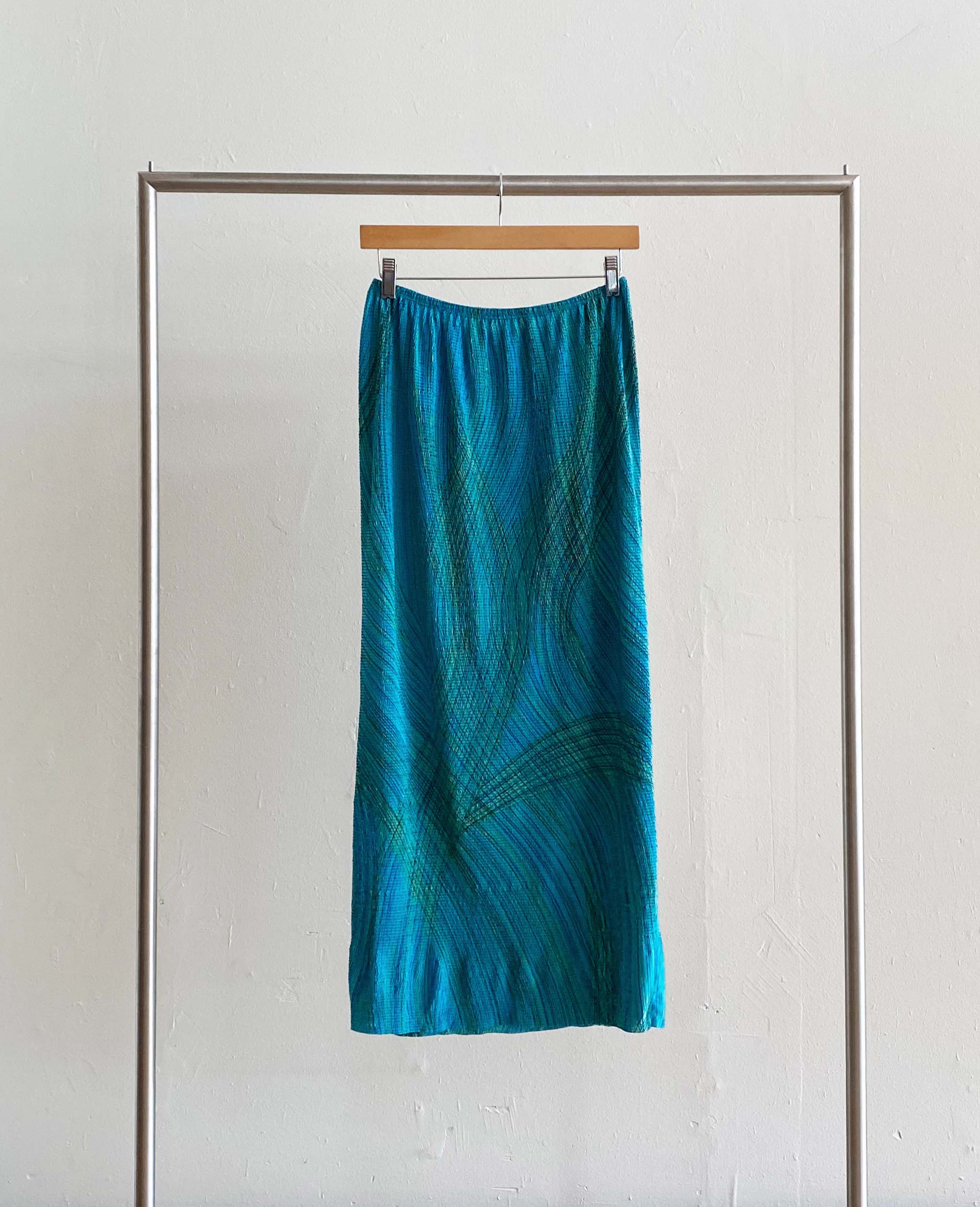 Y2K Blue Geo Stretch Skirt