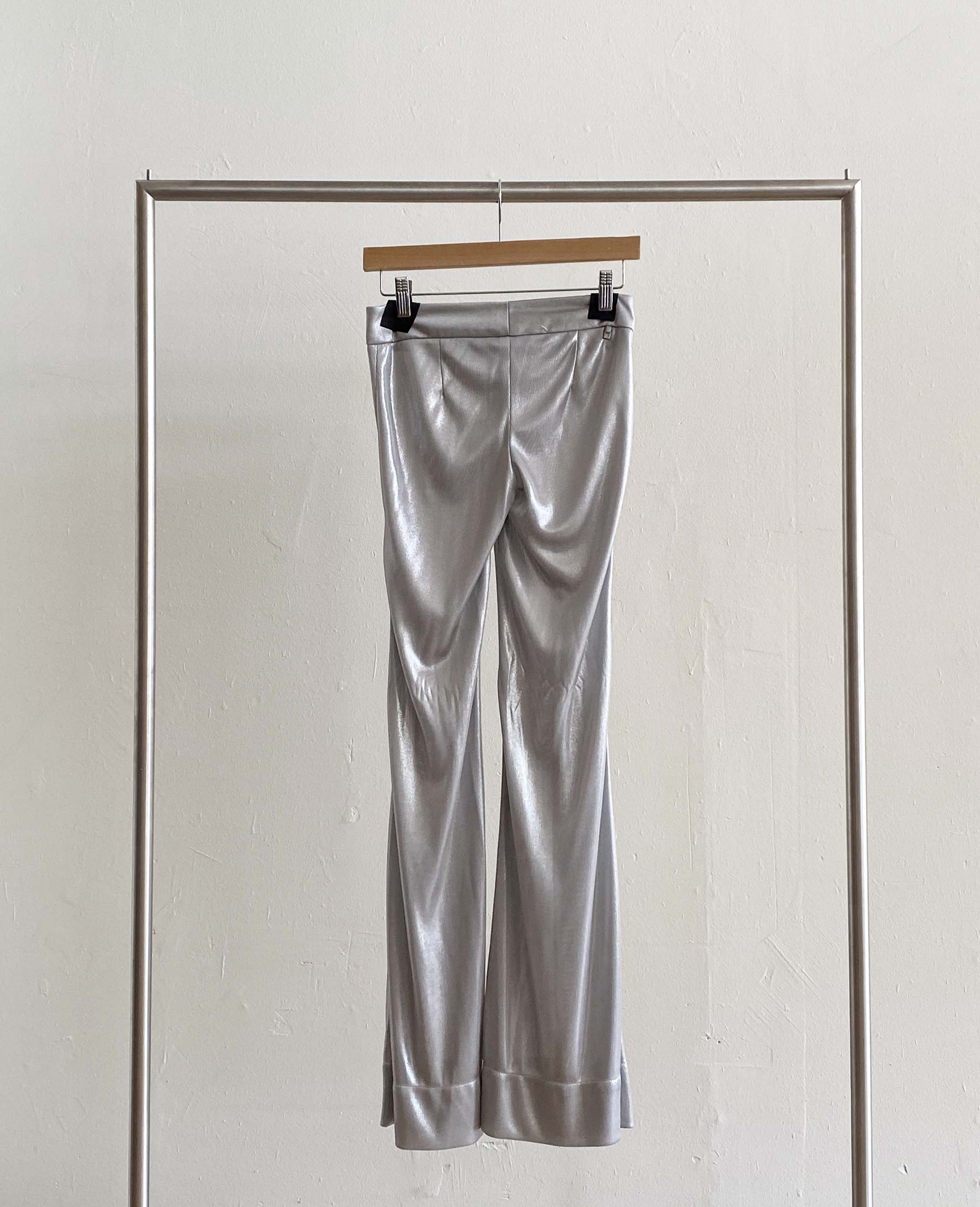 Silver Low Rise Flare Pant