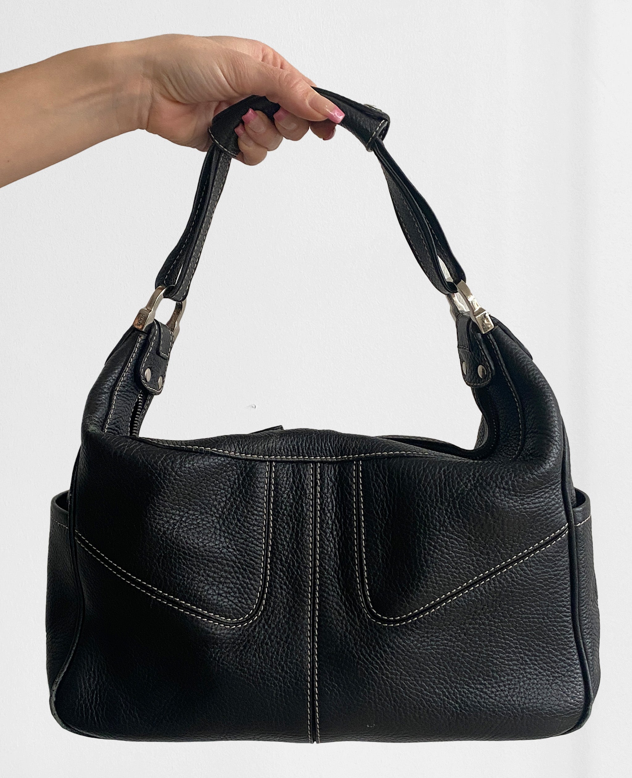 Tod's Miky Black Leather Hobo Bag