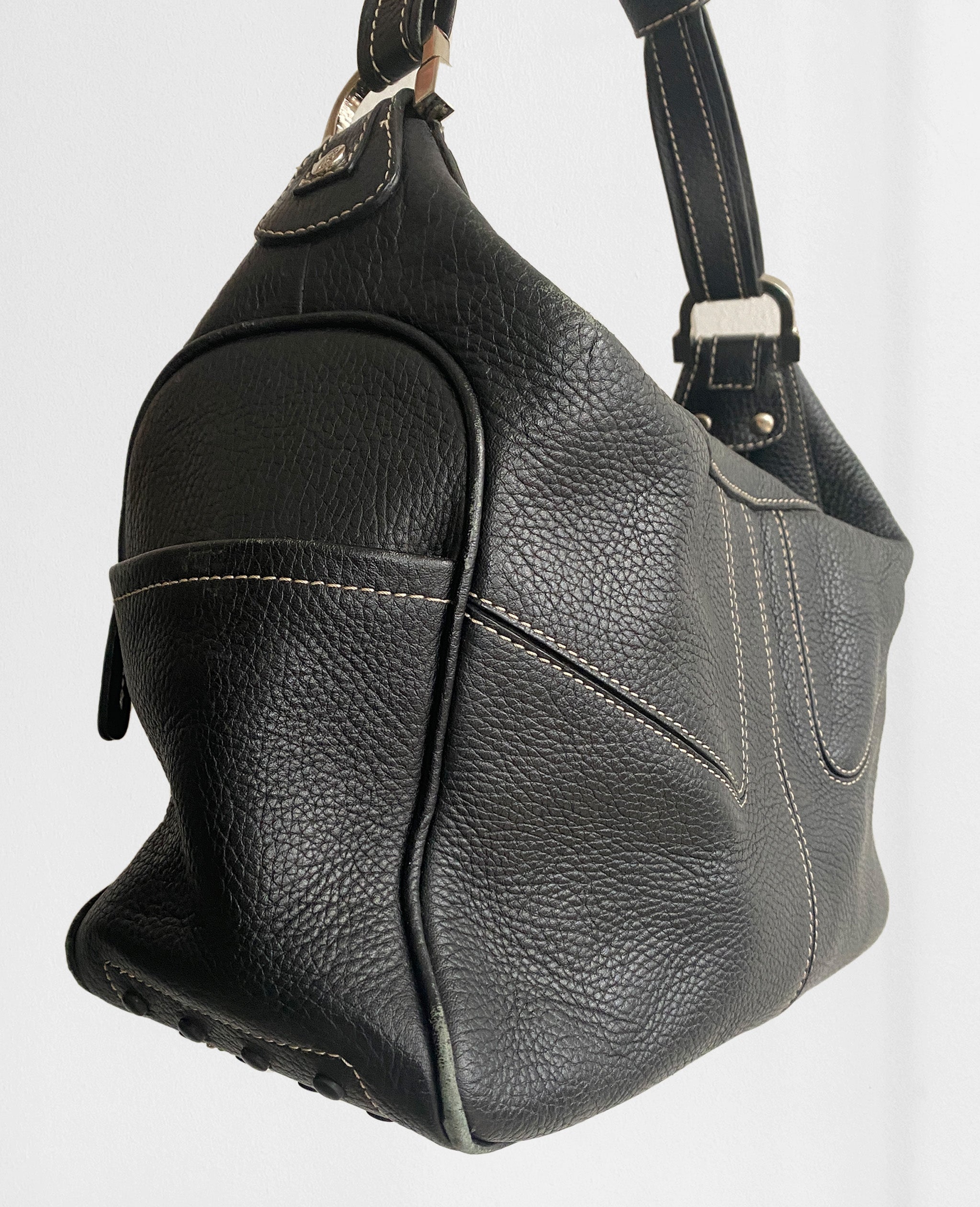 Tod's Miky Black Leather Hobo Bag