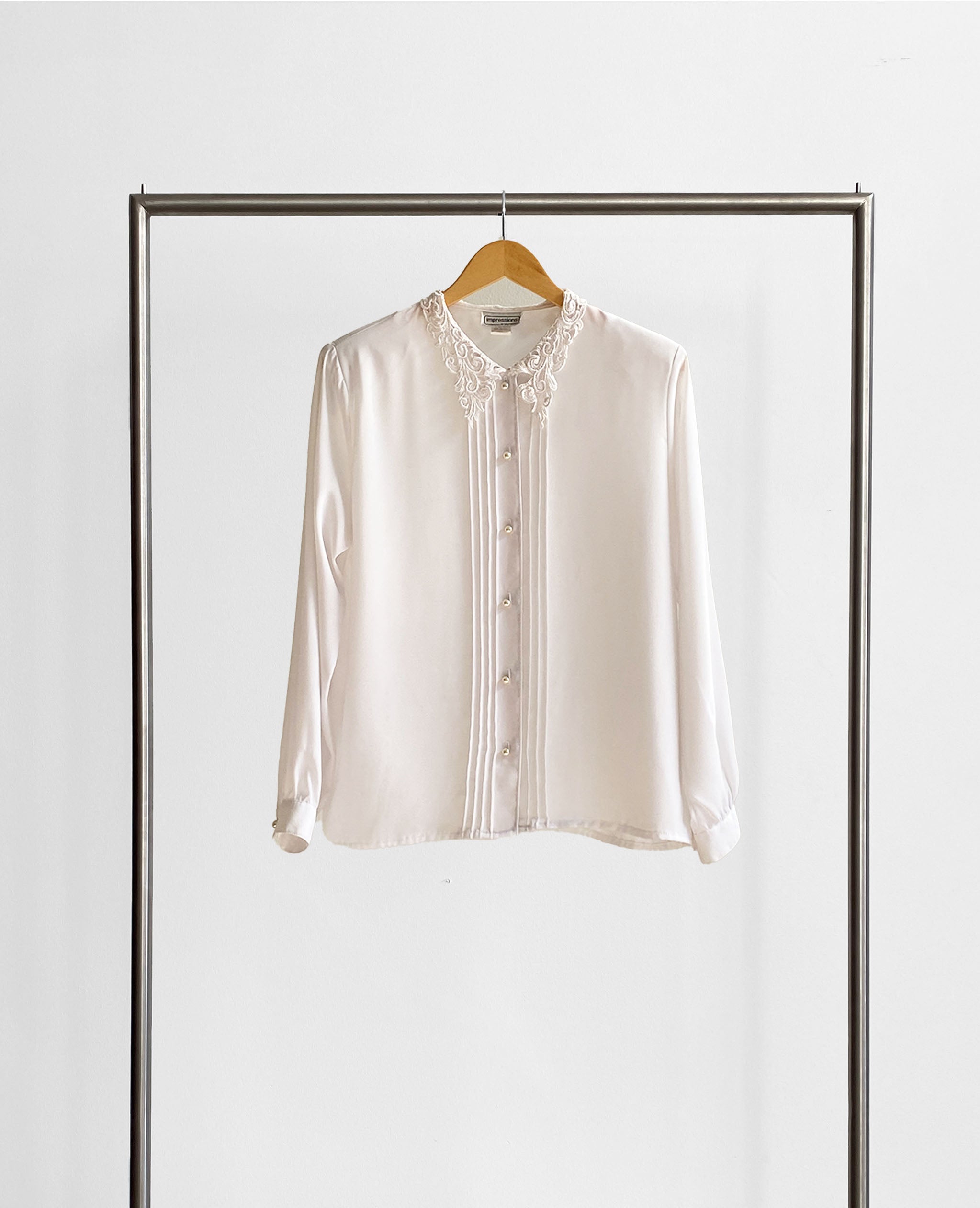White Blouse With Lace Collar Detail