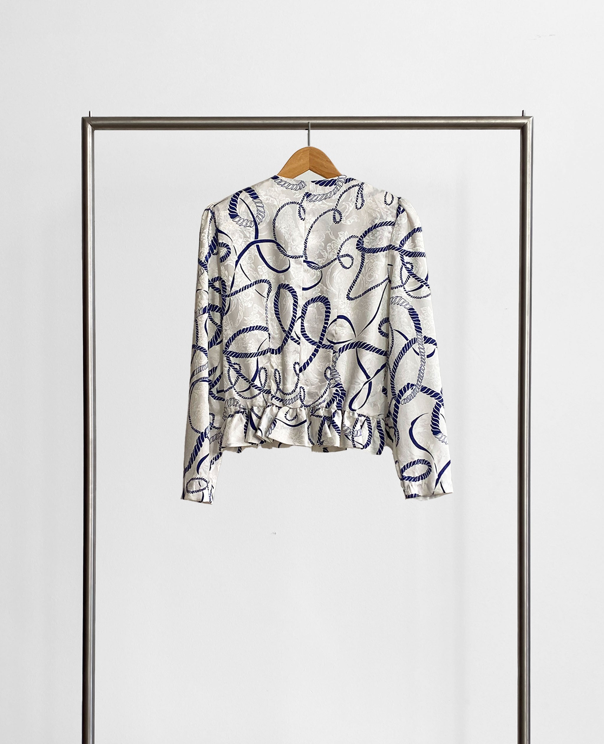 Blue and White Rope Pattern Blouse