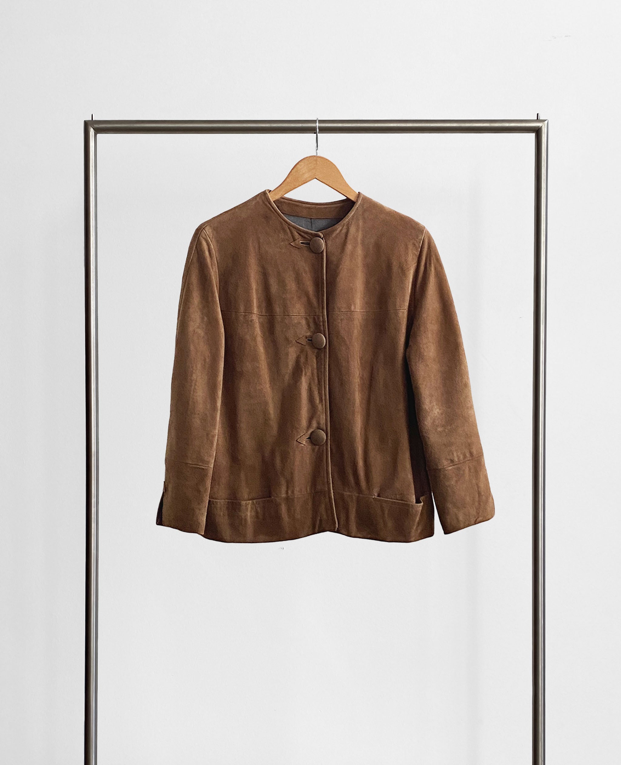 Brown Suede Button Up Jacket