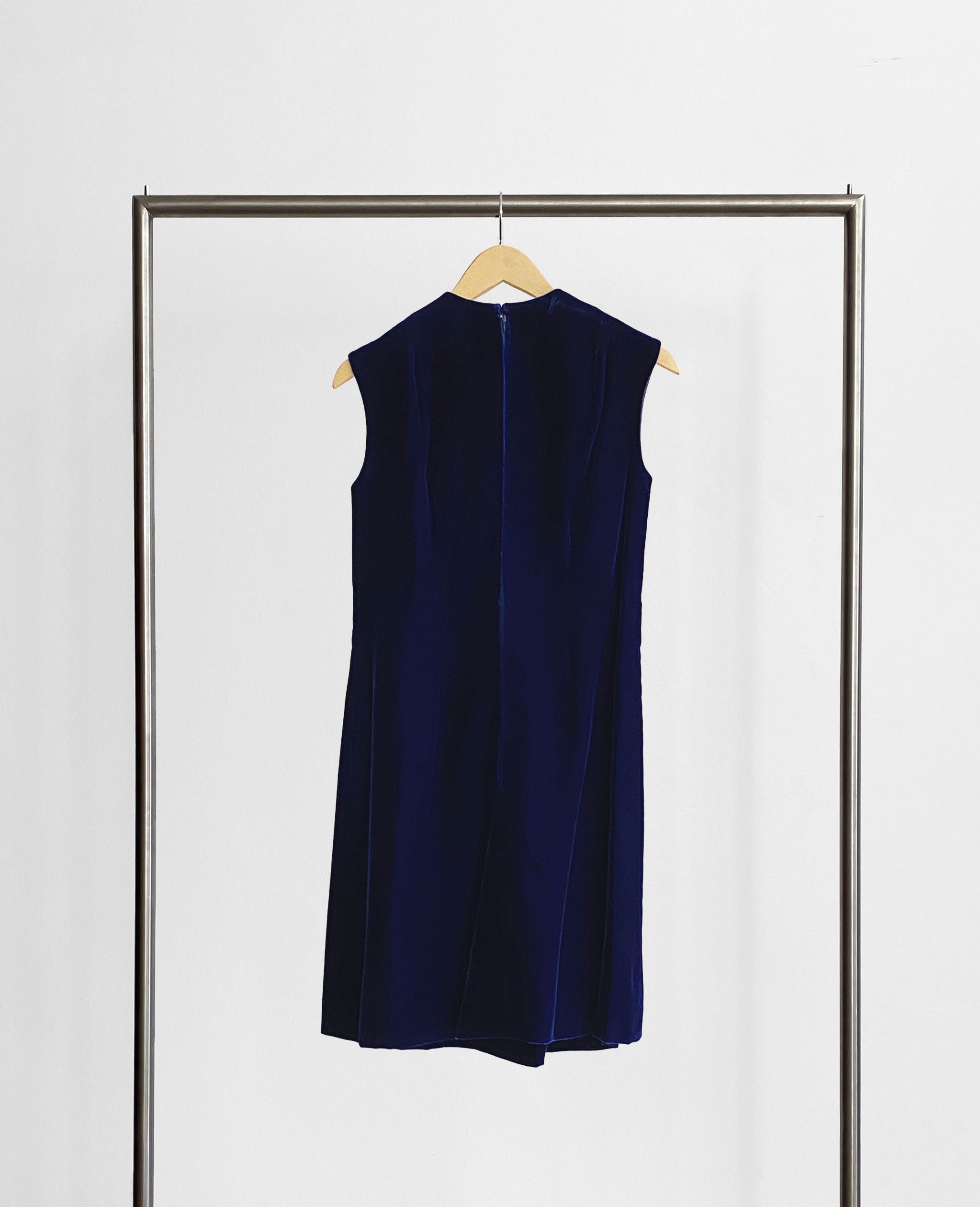 Blue Velvet Dress With Rhinestone Detail
