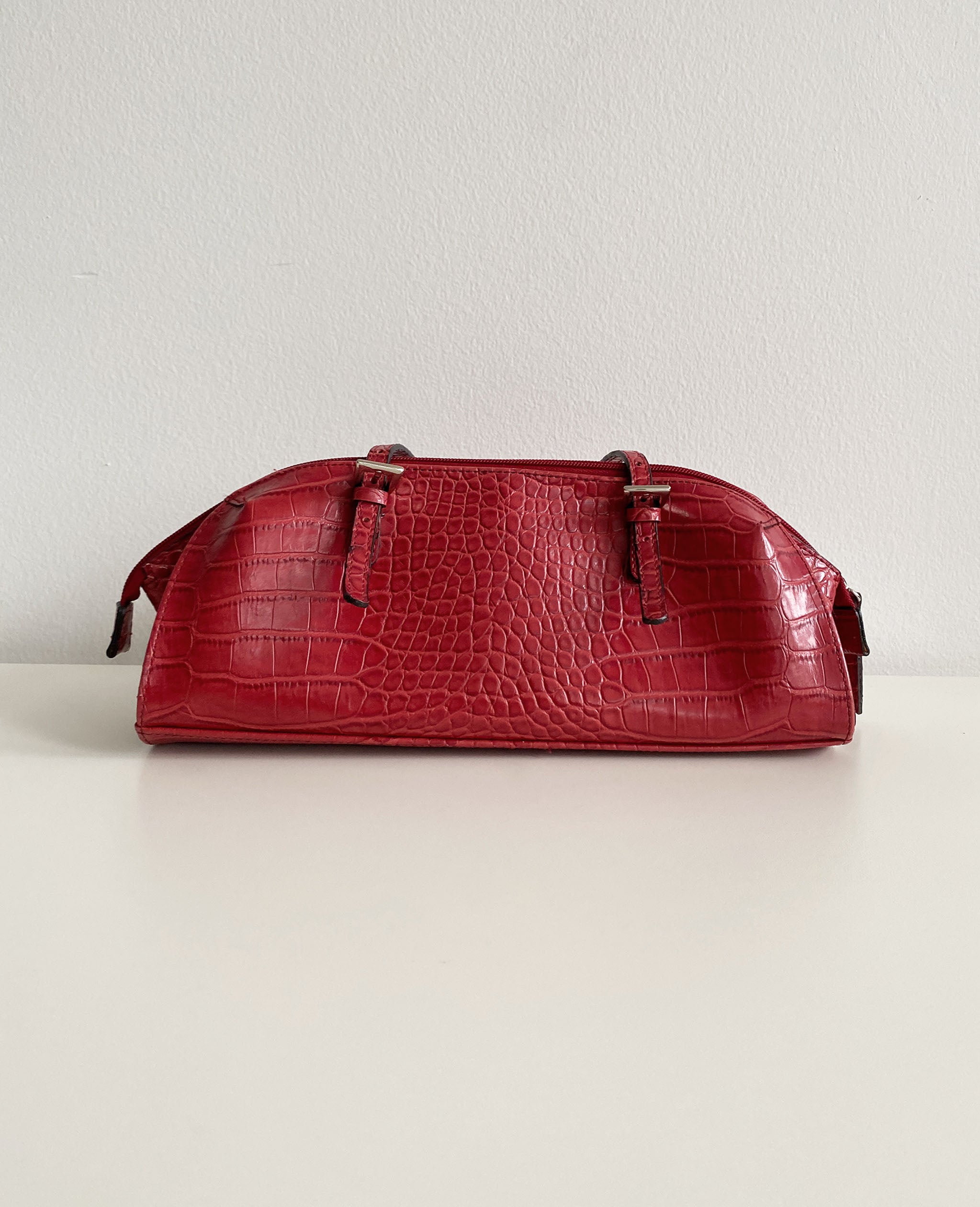 Red Embossed Vinyl Handbag
