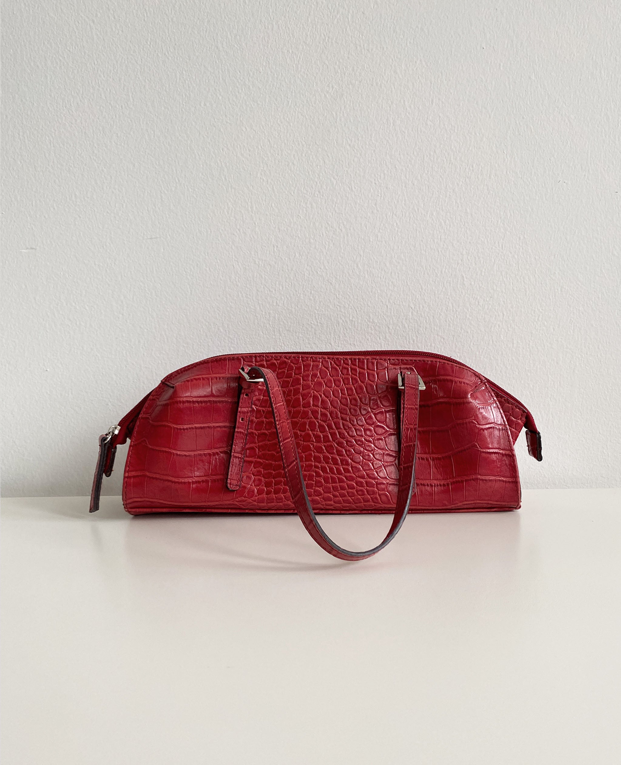 Red Embossed Vinyl Handbag