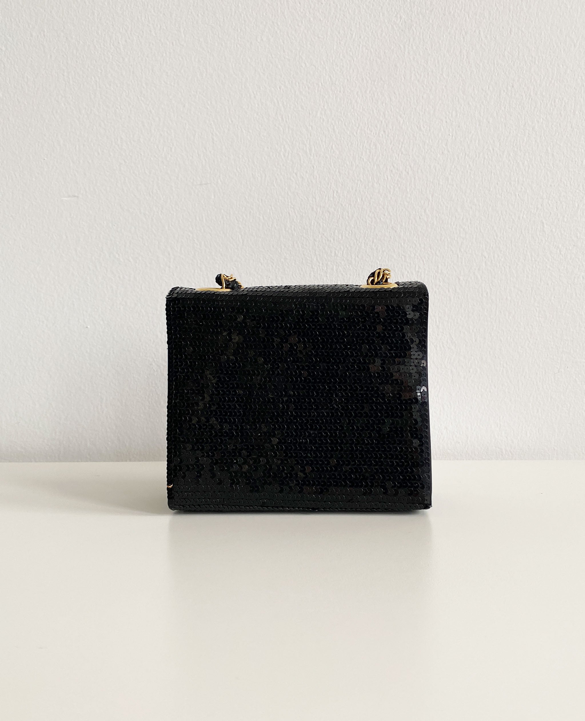 Black Sequin Mini Box Bag