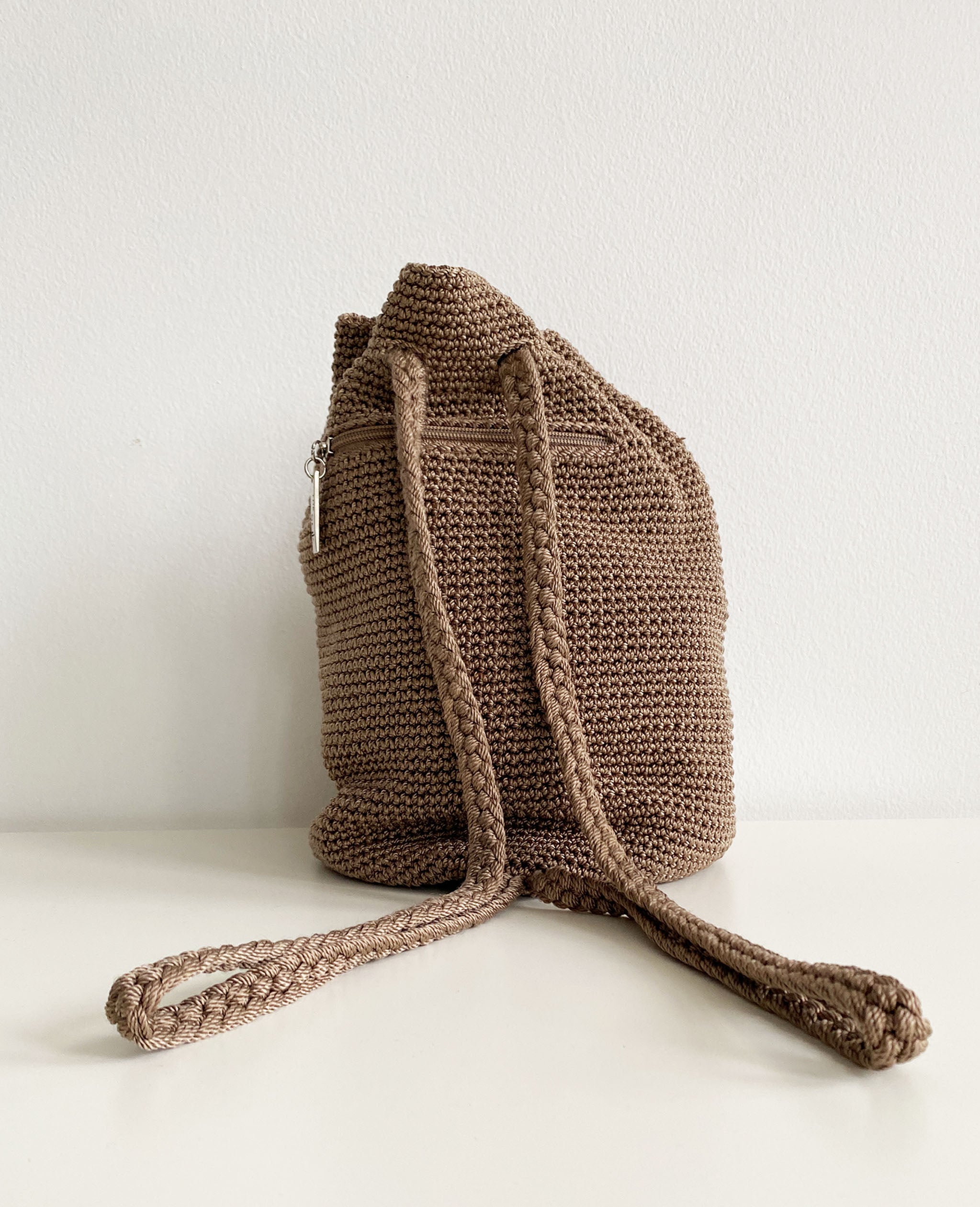 Brown Knit Backpack