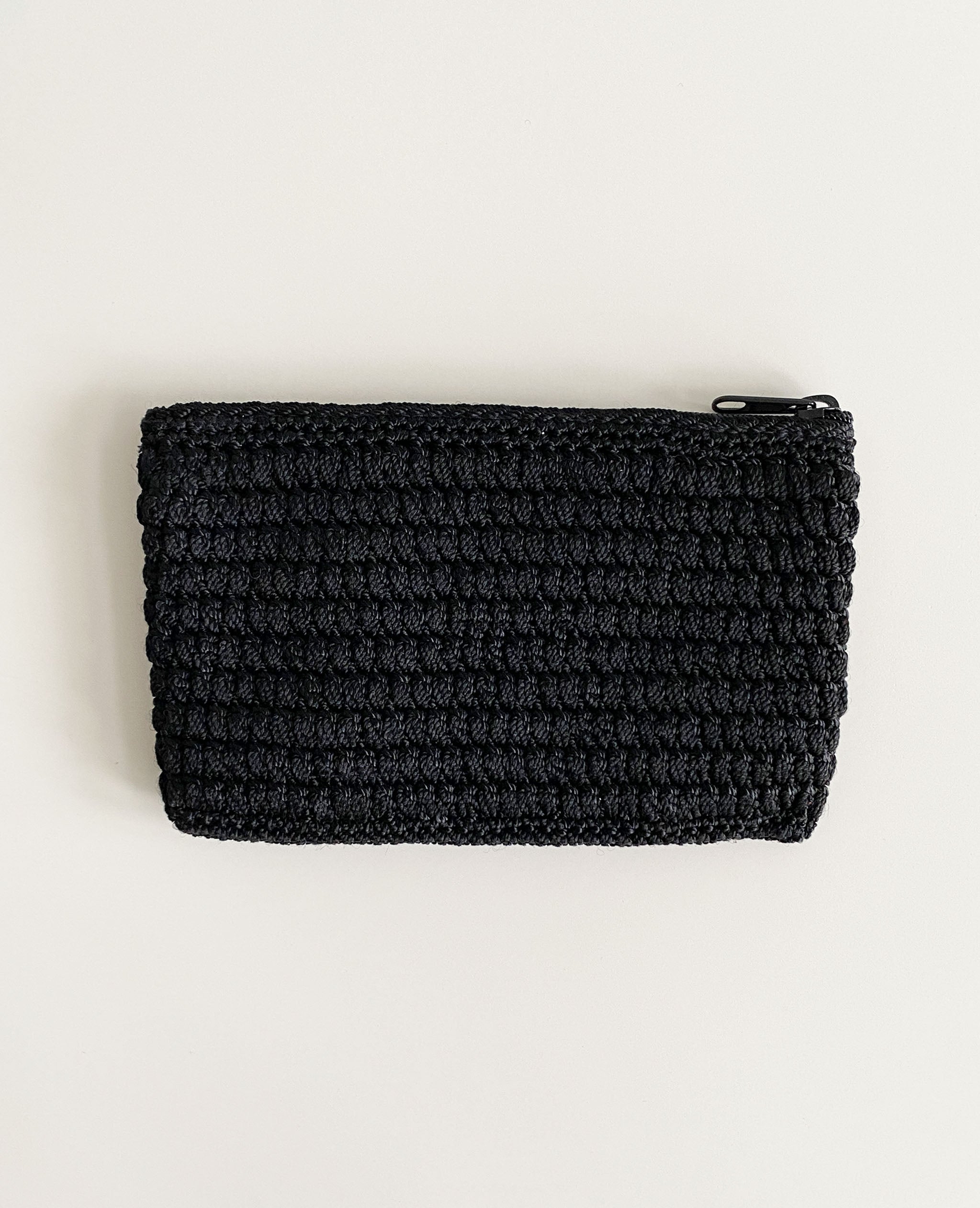 Black Knit Zip Pouch