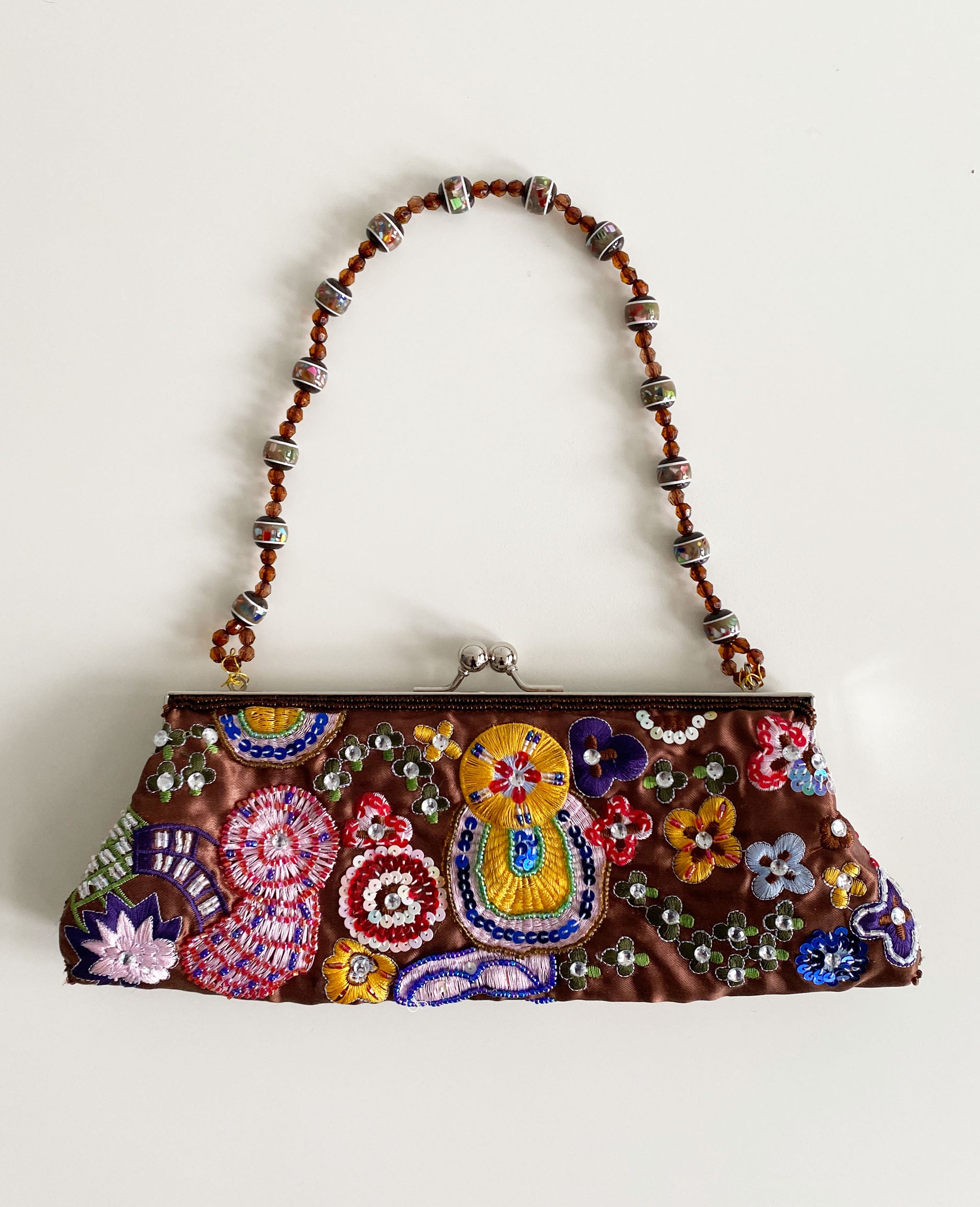 Embellished Satin Flower Bag