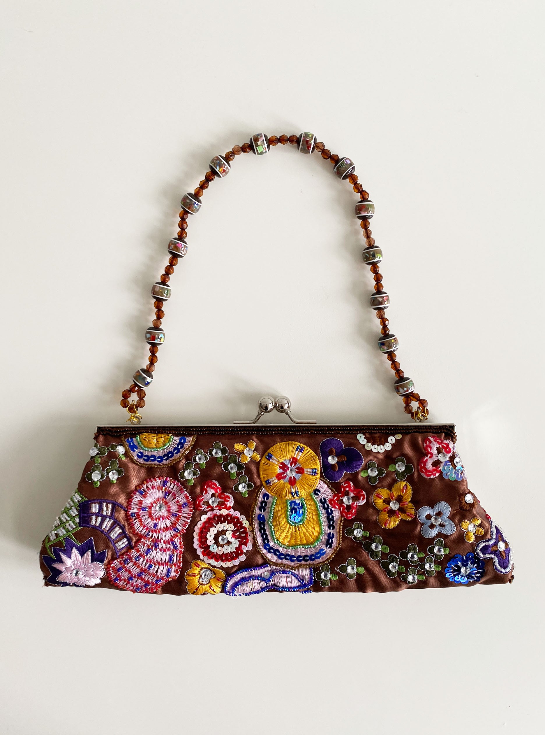 Embellished Satin Flower Bag