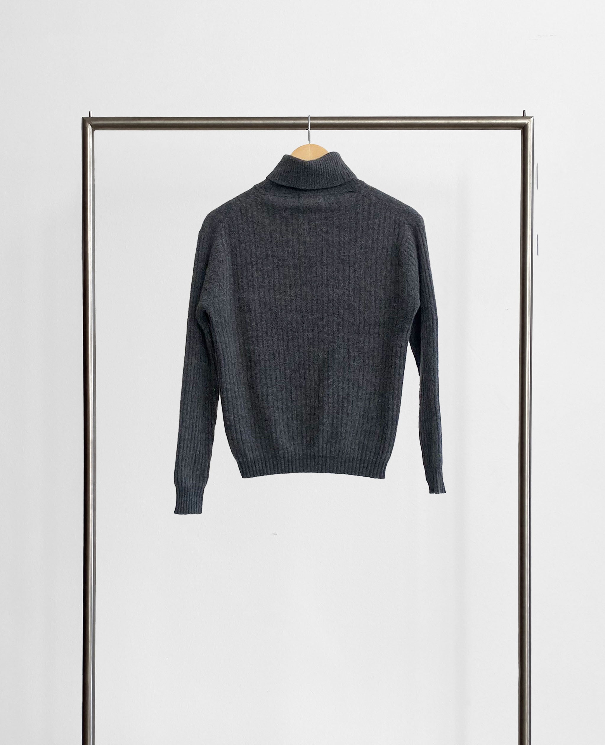Gray Wool Blend Turtleneck Sweater
