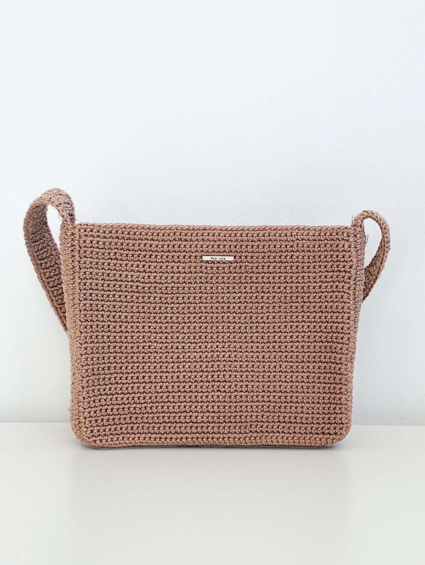 Brown Knit Shoulder Bag