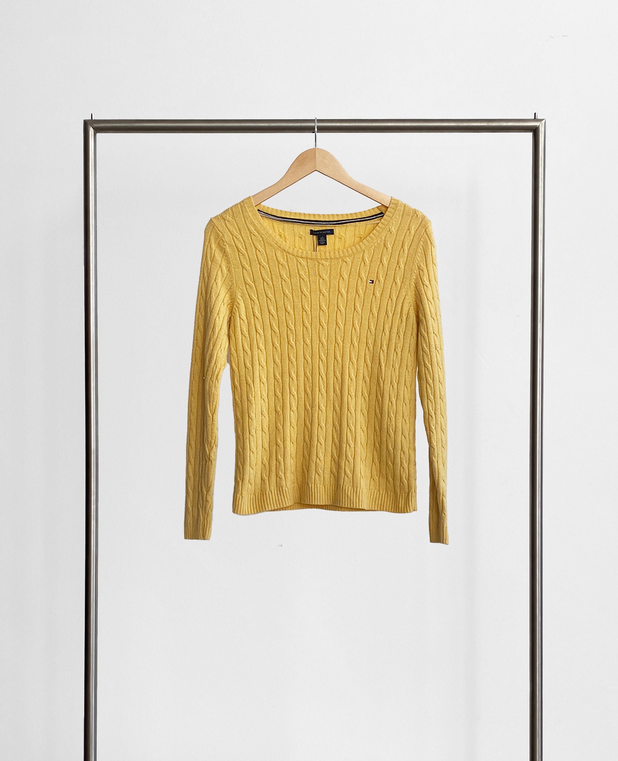 Yellow Cableknit Logo Sweater