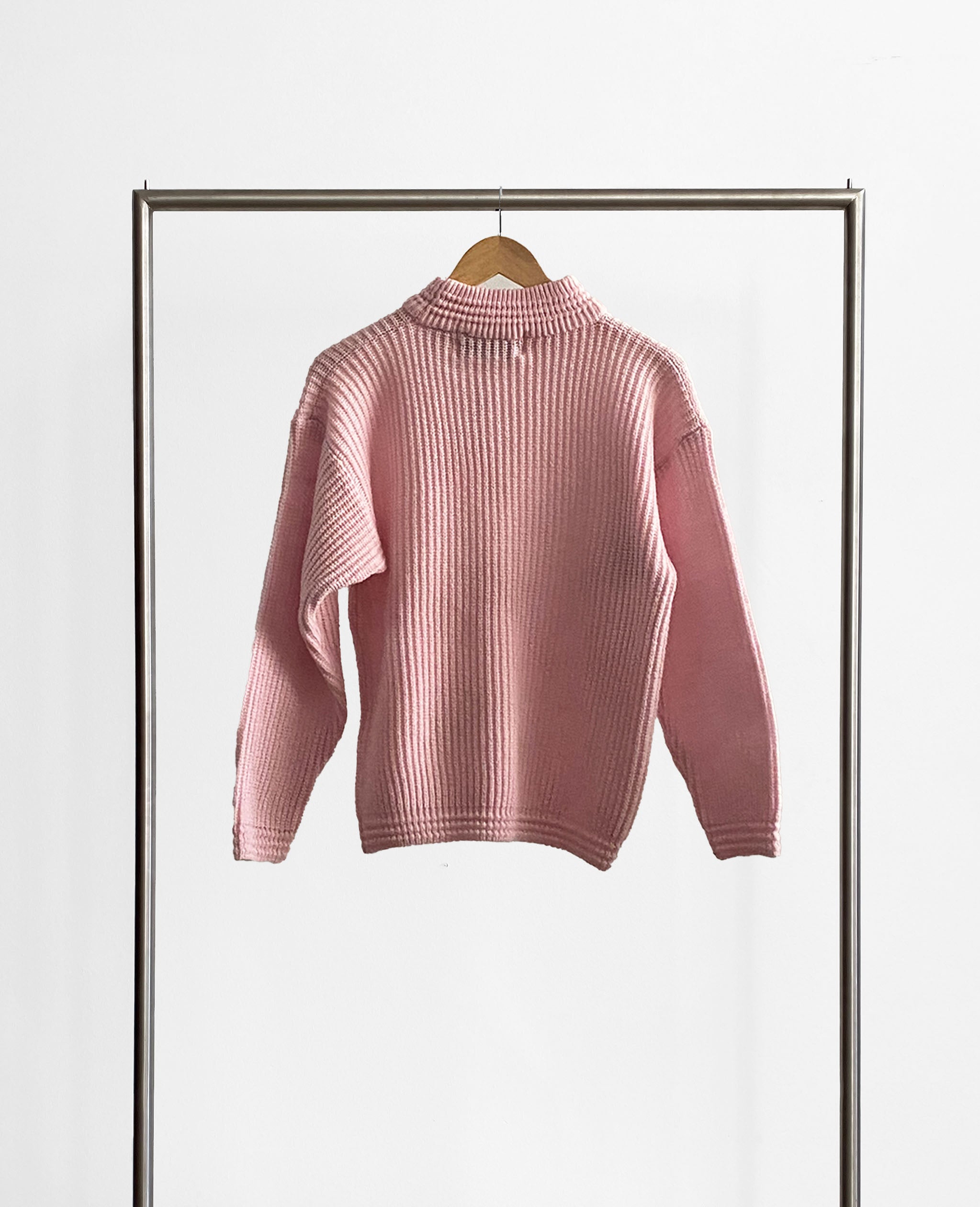 Baby Pink Mock Neck Knit Sweater