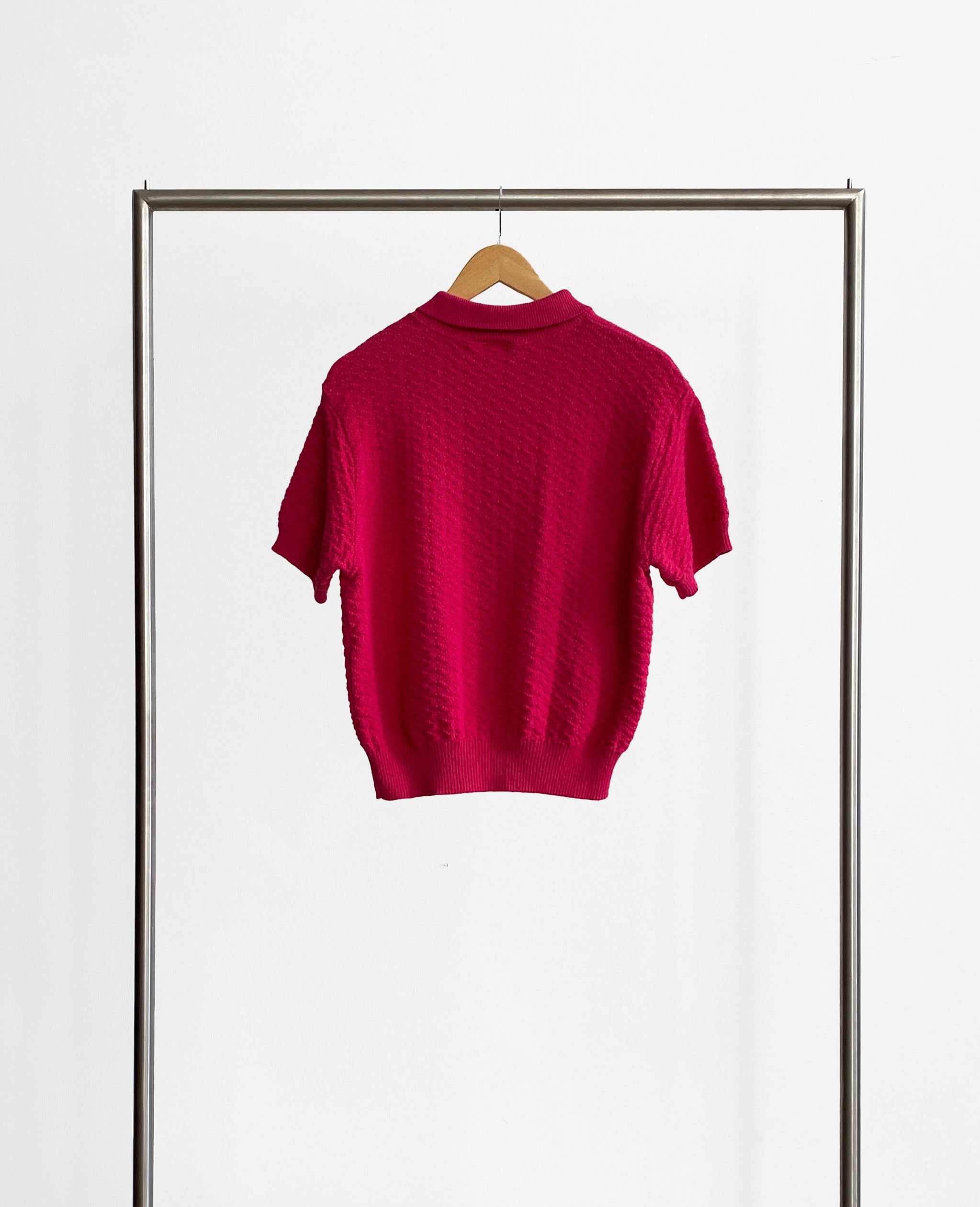 Pink Collared Short Sleeve Sweater