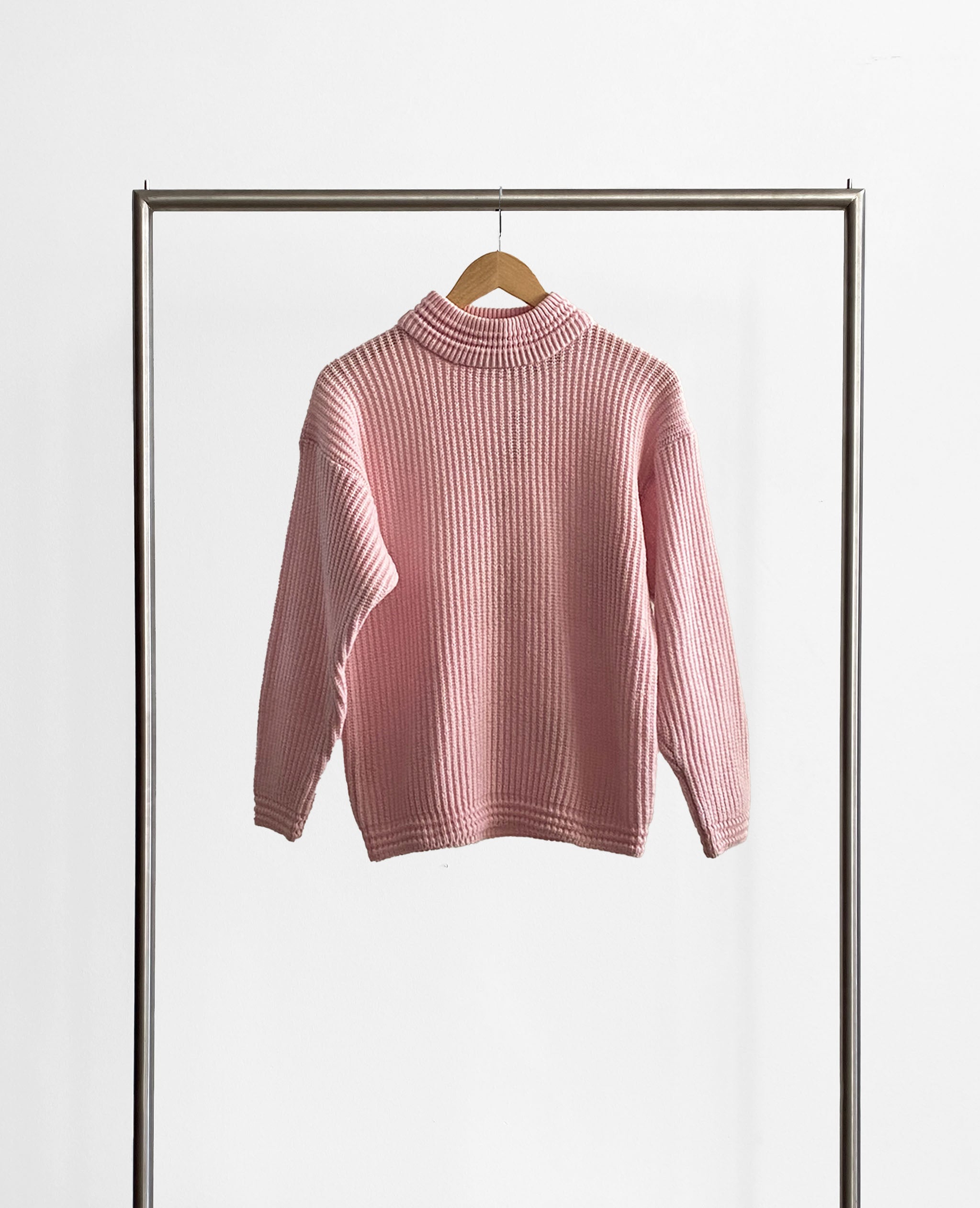 Baby Pink Mock Neck Knit Sweater