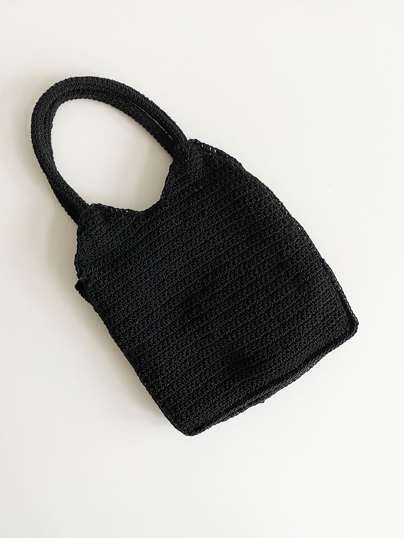 Black and Gray Flower Knit Bag With Coin Purse