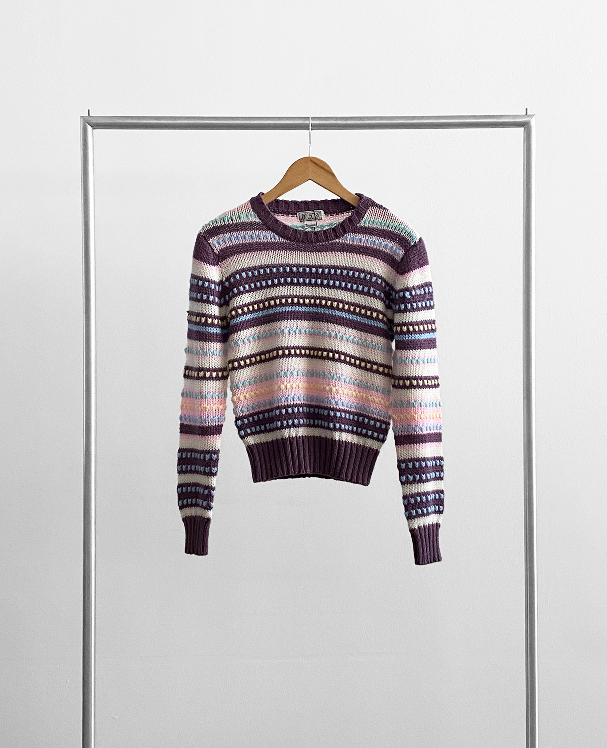 Purple and Multicolor Pastel Patterned Sweater